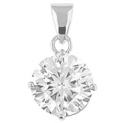 Silver Pendant with CZ 8mm Round