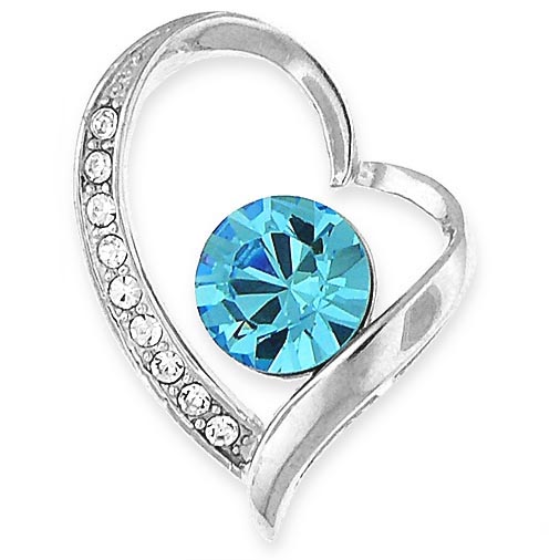 Heart Pendant with Blue Crystals
