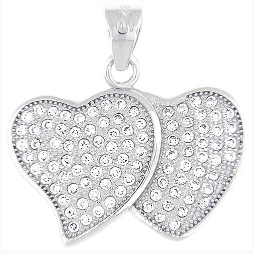 Double Heart Silver Pendant